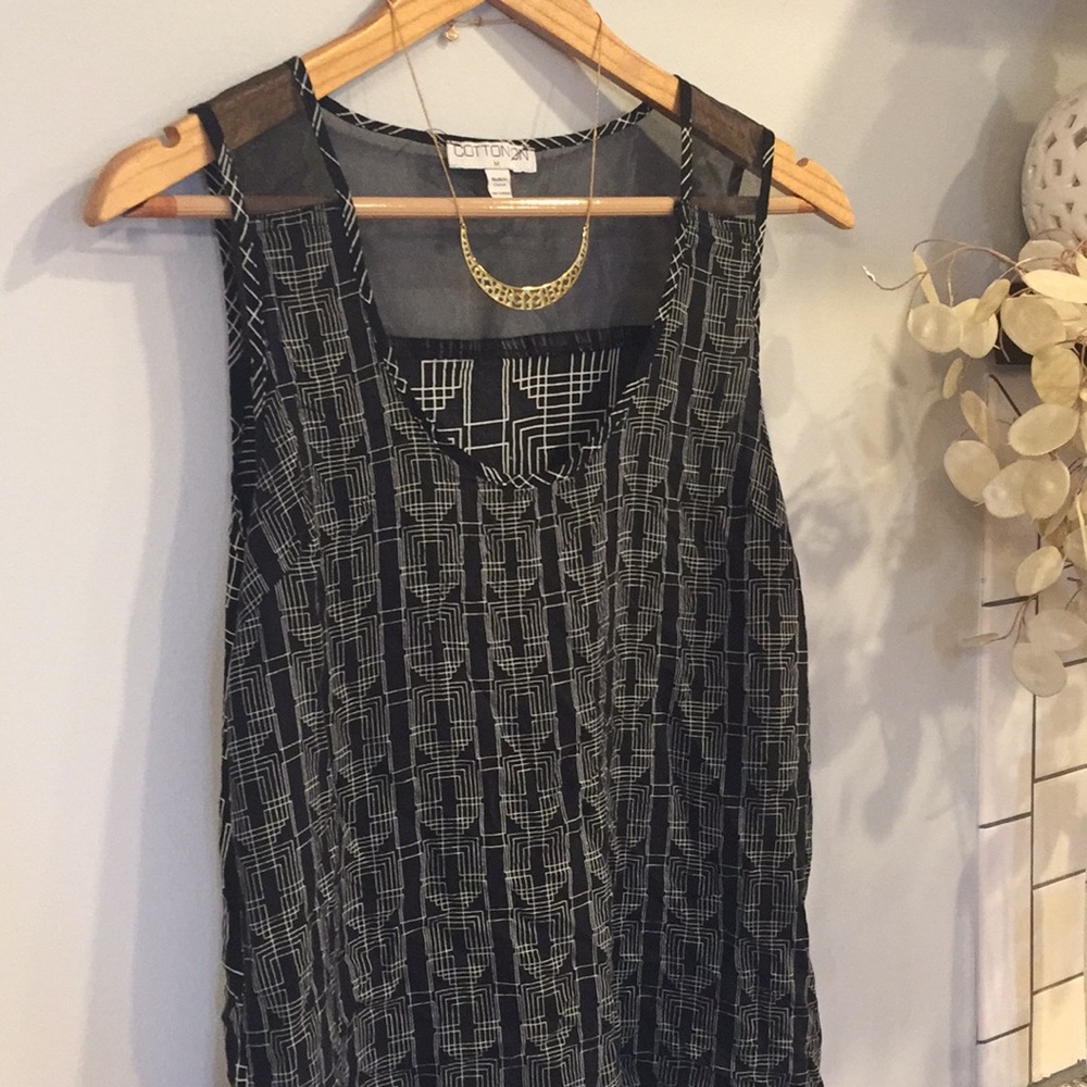 Sheer Panel Tank Top